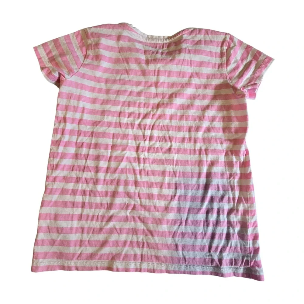 J‎ Crew Crewcuts 100% Cotton Striped Top Girls M (8-9) Pink Beaded Pineapple
